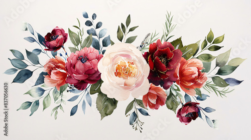 Simple and elegant wedding invitation with minimalist design and leaf motifs photo