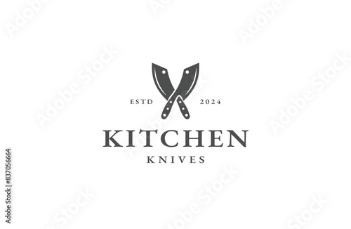 Kitchen knife logo design template flat vector