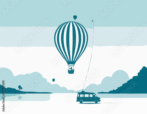 Illustration vectorielle. Silhouette de ballon à air chaud. Transport aérien pour les voyages. Isolé sur fond blanc photo