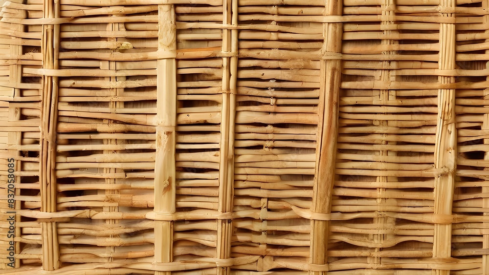 Woven Bamboo and Wicker Basket Texture on Parquet Floor Woven Bamboo and Wicker Basket Texture on Parquet Floor