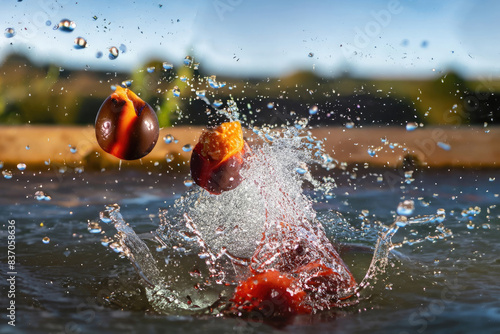 fresh tamarillos with splash of water photo