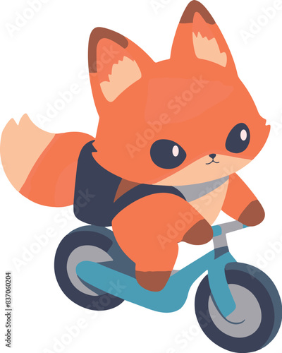 Cute illustrations of a fox riding a bicycle