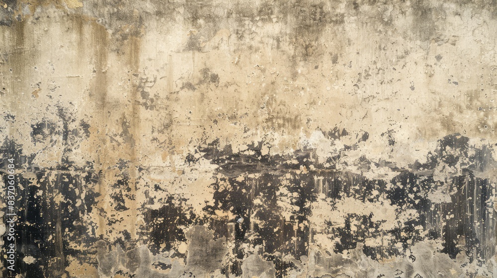 Aged textured wall with dirty grunge patterns in beige and black Aged textured wall with dirty grunge patterns in beige and black