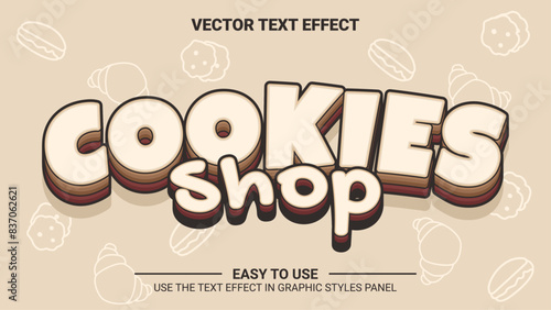 3d cookies shop editable text effect