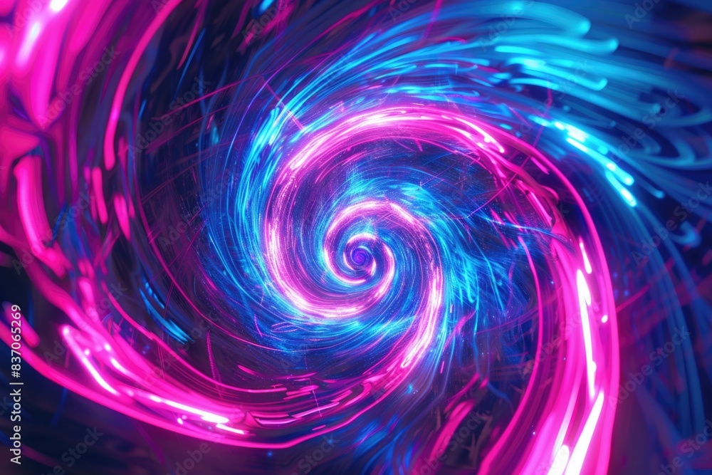 Neon Spiral in Dark Room Neon Spiral in Dark Room