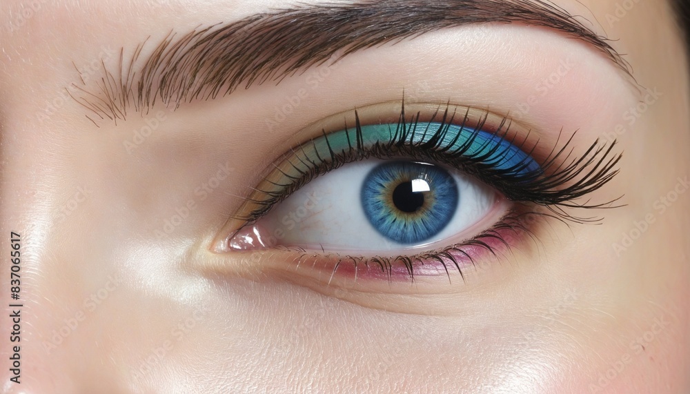 close up - female eye with mascara observing something close up - female eye with mascara observing something