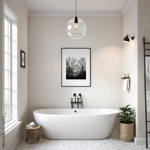 white cozy bathroom interior