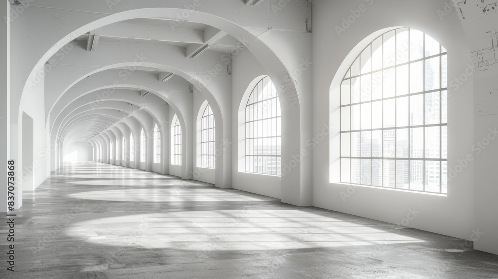 An empty office floor unfinished, depth blur from foreground to background An empty office floor unfinished, depth blur from foreground to background