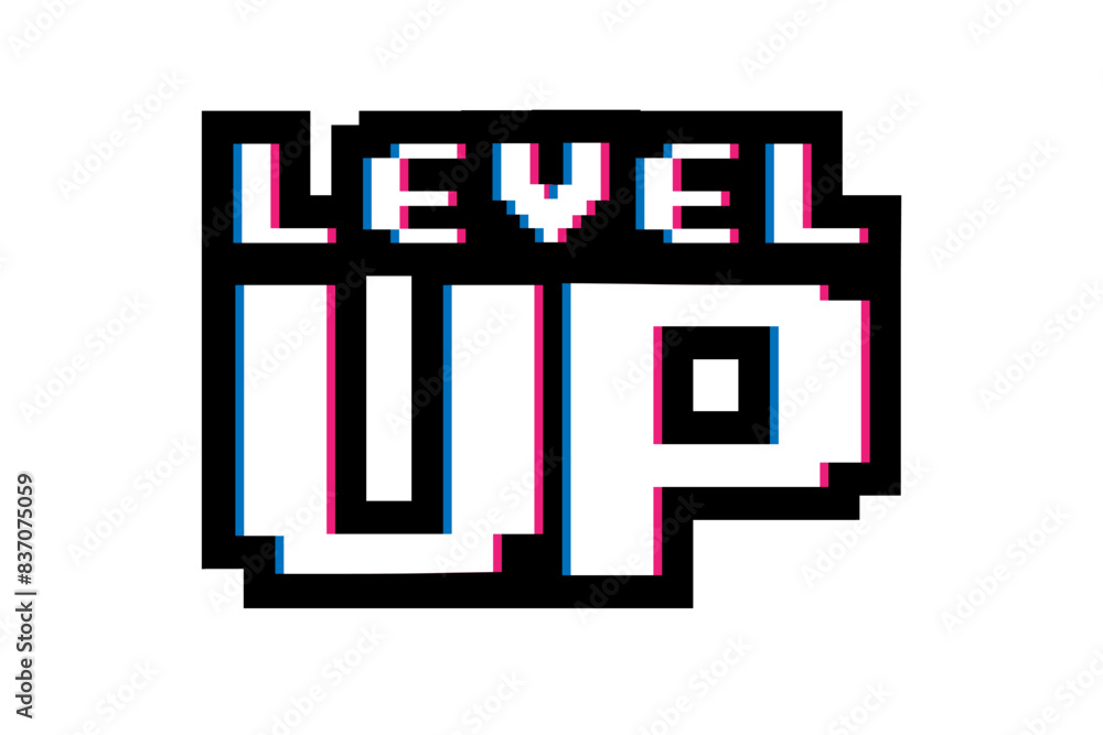 LEVEL UP text icon on white background. LEVEL UP text icon on white background.
