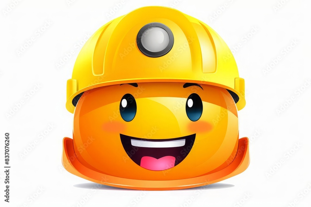 vector illustration style,Adorable safety helmet with a smiling face, bright and colorful, vivid colors captured in high detail, isolated on white background vector illustration style,Adorable safety helmet with a smiling face, bright and colorful, vivid colors captured in high detail, isolated on white background