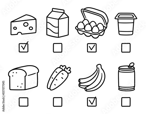 Grocery shopping list doodle drawing