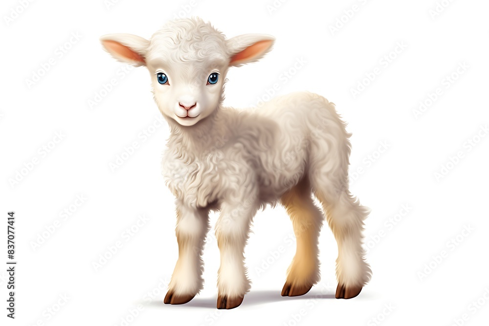 Fototapeta premium illustration of cute sheep on white background,