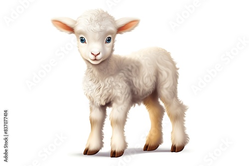 illustration of cute sheep on white background 