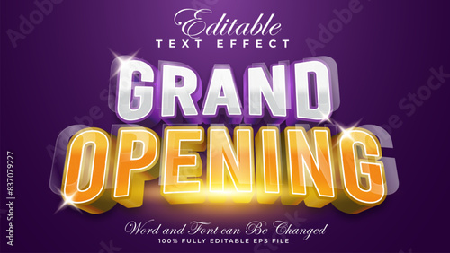 Editable 3d text effect grand opening
