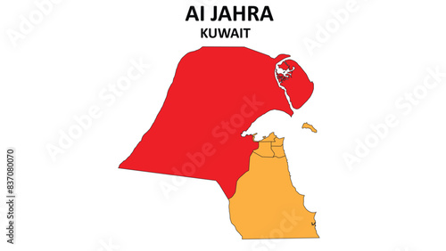 AI Jahra Map in Kuwait. Vector Map of Kuwait. Regions map of Kuwait. photo