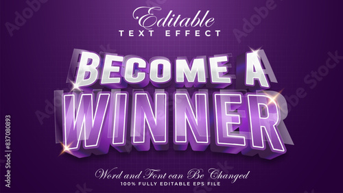 Editable 3d text effect become a winner with purple colours