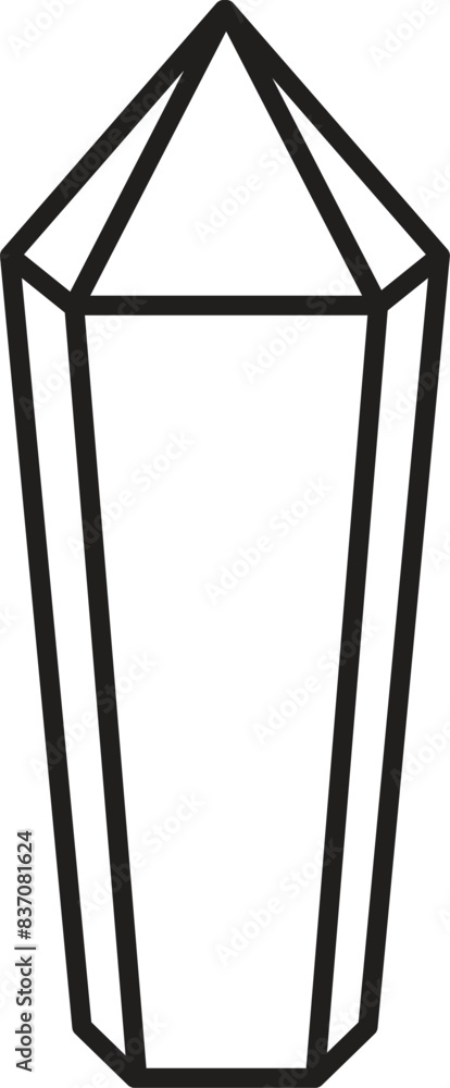 Crystal, mineral of regular geometric shape - vector linear image for logo, pictogram or coloring. Outline. Crystal, geology, magic of stones - drawing for coloring book Crystal, mineral of regular geometric shape - vector linear image for logo, pictogram or coloring. Outline. Crystal, geology, magic of stones - drawing for coloring book