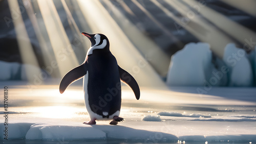 penguin standing on the rocks
