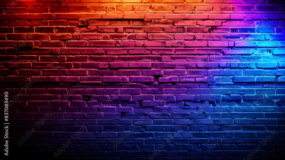 青と赤でライトアップされたレンガの壁背景イラスト 青と赤でライトアップされたレンガの壁背景イラスト
