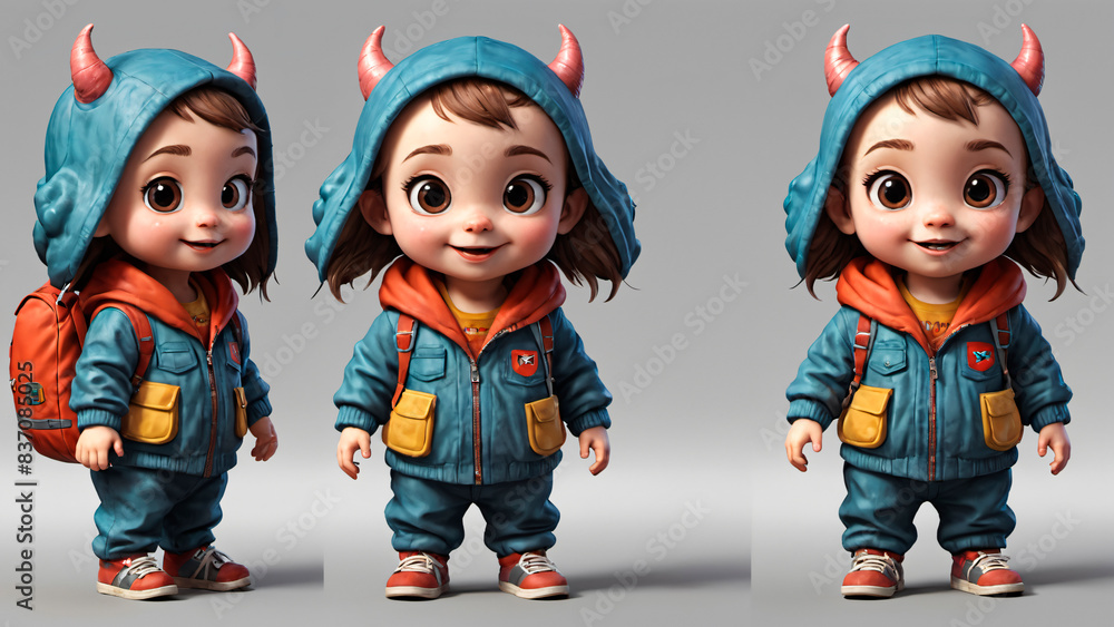 3D Model of Stylish Child in Various Poses 3D Model of Stylish Child in Various Poses