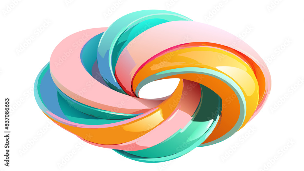 Colorful Abstract 3D Spiral Illustration on White Background Colorful Abstract 3D Spiral Illustration on White Background