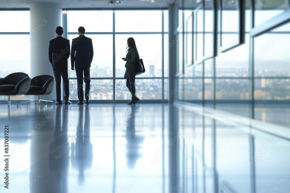 Modern business space and business people in the distance Modern business space and business people in the distance