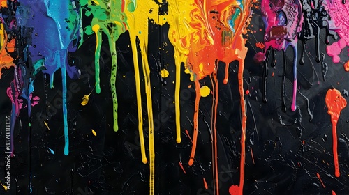 Vibrant Rainbow Color Splash Abstract on Dark Charcoal Background with Kinetic Energy and Rich Pigments