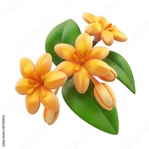 3D cartoon osmanthus decoration isolated on transparent background cutout png