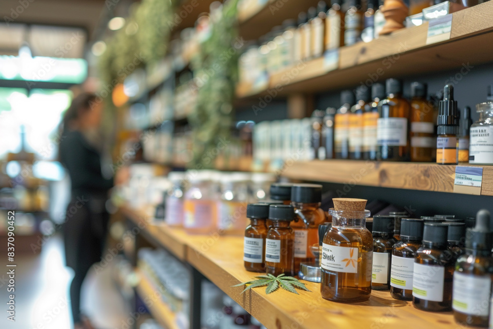 Cannabis store Marijuana on the store counter Legalization of marijuana CBD Cannabis store Marijuana on the store counter Legalization of marijuana CBD