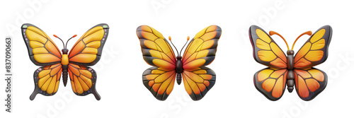 3D cartoon butterfly specimen, suitable for decorative designs and nature-themed promotions isolated on transparent background cutout png