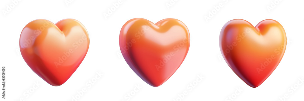 3D cartoon heart decoration, ideal for designs and promotions related to love, romance, and affection 3D cartoon heart decoration, ideal for designs and promotions related to love, romance, and affection