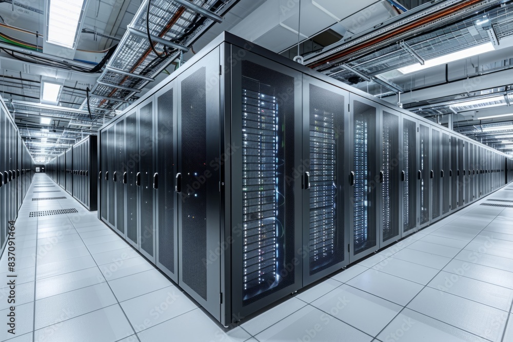 Naklejka premium Data center with server racks