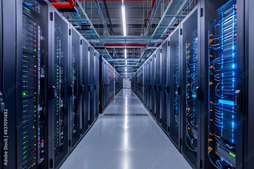 Fototapeta premium Data center, stores and shares applications and data