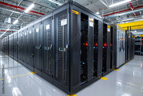 Racks with servers of a data center