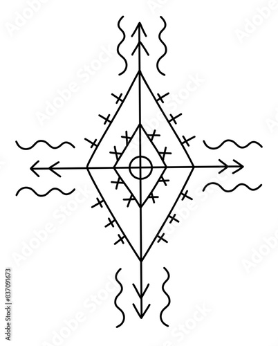Outline pattern with berber symbols for tattoo photo