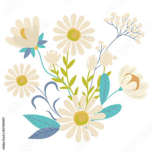 Vector Illustration of Bouquet on the White Background.