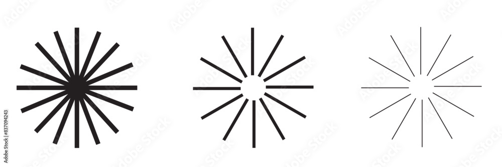 Sunburst element. Radial stripes background. Sunburst icon collection. Retro sunburst design. Vector illustration. Eps 10 Sunburst element. Radial stripes background. Sunburst icon collection. Retro sunburst design. Vector illustration. Eps 10