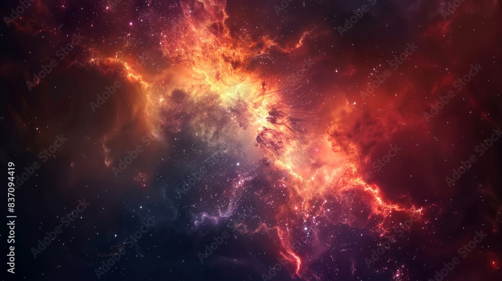 Fototapeta premium Stunning image of a cosmic nebula with vibrant colors, displaying the beauty and mystery of outer space.