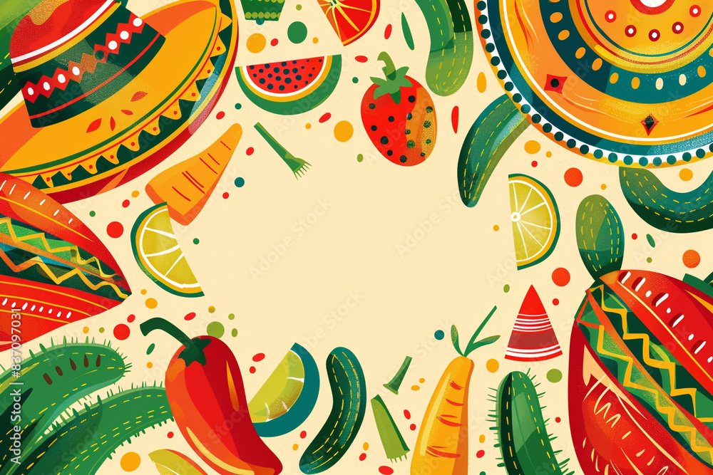 Fototapeta premium Celebrating Cinco de Mayo A Colorful Mexican Festive Background