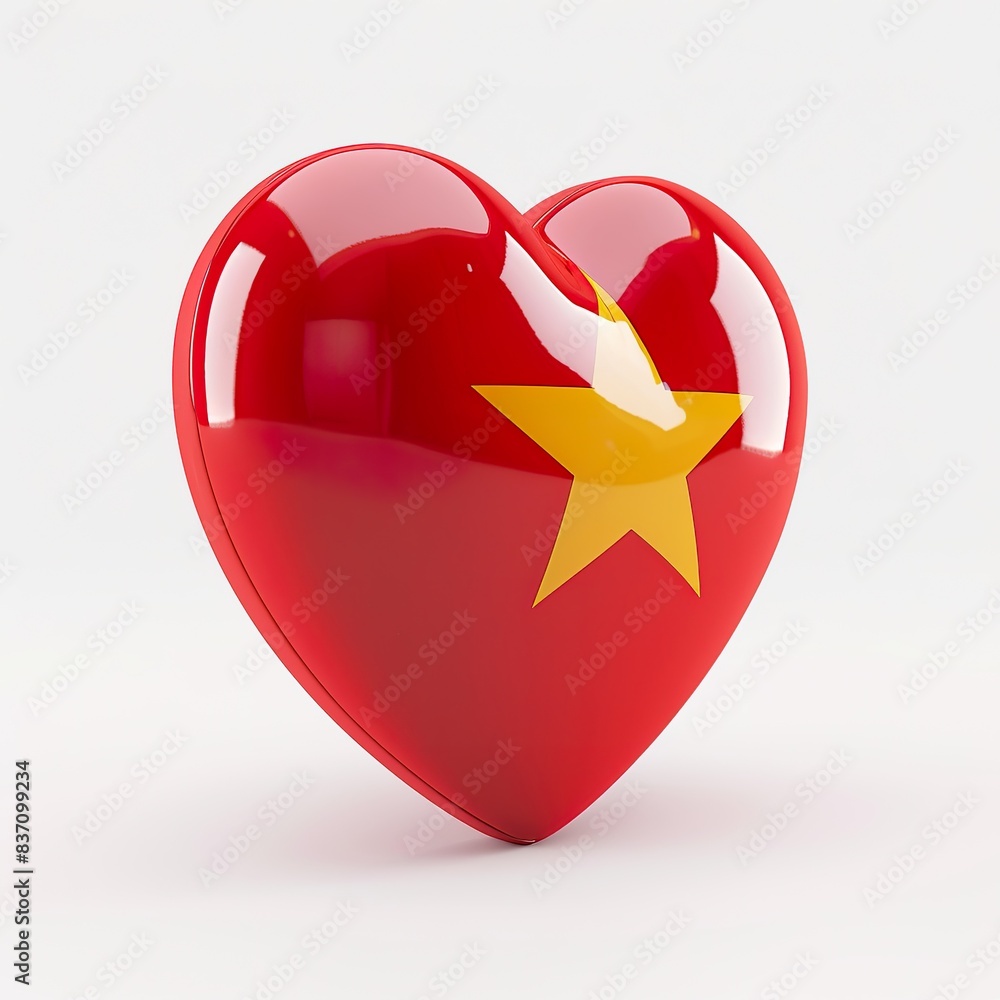 3d heart with the Vietnam flag on it, white background 3d heart with the Vietnam flag on it, white background