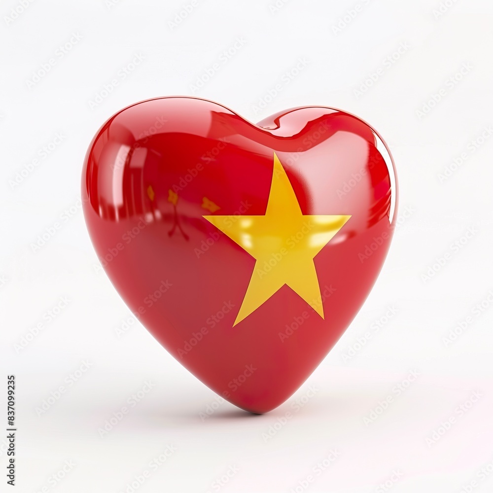 3d heart with the Vietnam flag on it, white background 3d heart with the Vietnam flag on it, white background