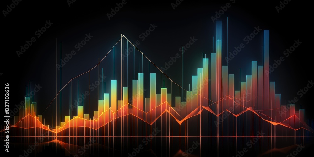Graphs representing ups and downs. Financial market, stock market concept 