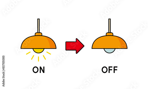 電球のONとOFF　節電のイメージ	
