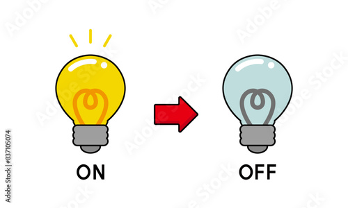 電球のONとOFF　節電のイメージ	