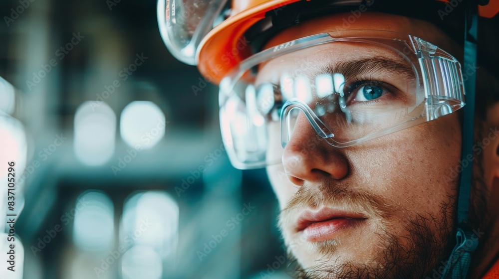 A close-up of an apprentices worn safety glasses reflecting their mentors instructions A close-up of an apprentices worn safety glasses reflecting their mentors instructions