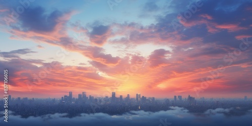 Late dusk with beautiful Heavenly sky over tokyo like city sky. city Sunset clouds abstract background
