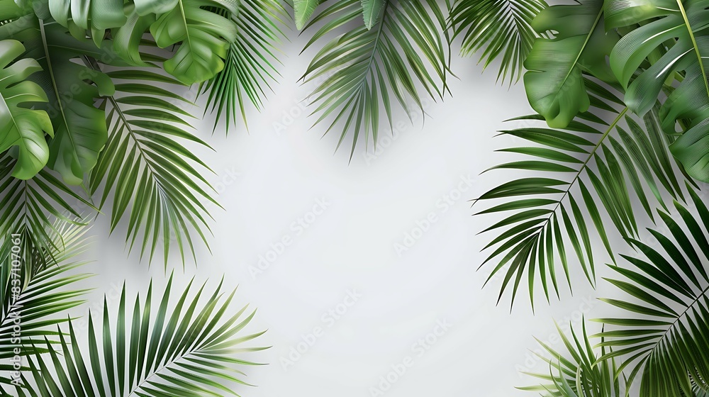 Green leaves of palm tree on transparent background Green leaves of palm tree on transparent background