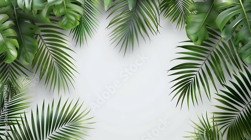 Green leaves of palm tree on transparent background
