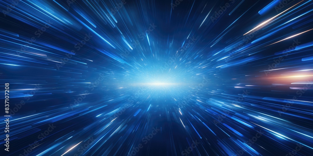 Light speed, hyperspace, space warp in blue background Light speed, hyperspace, space warp in blue background