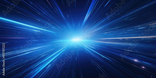 Obraz na płótnie Light speed, hyperspace, space warp in blue background